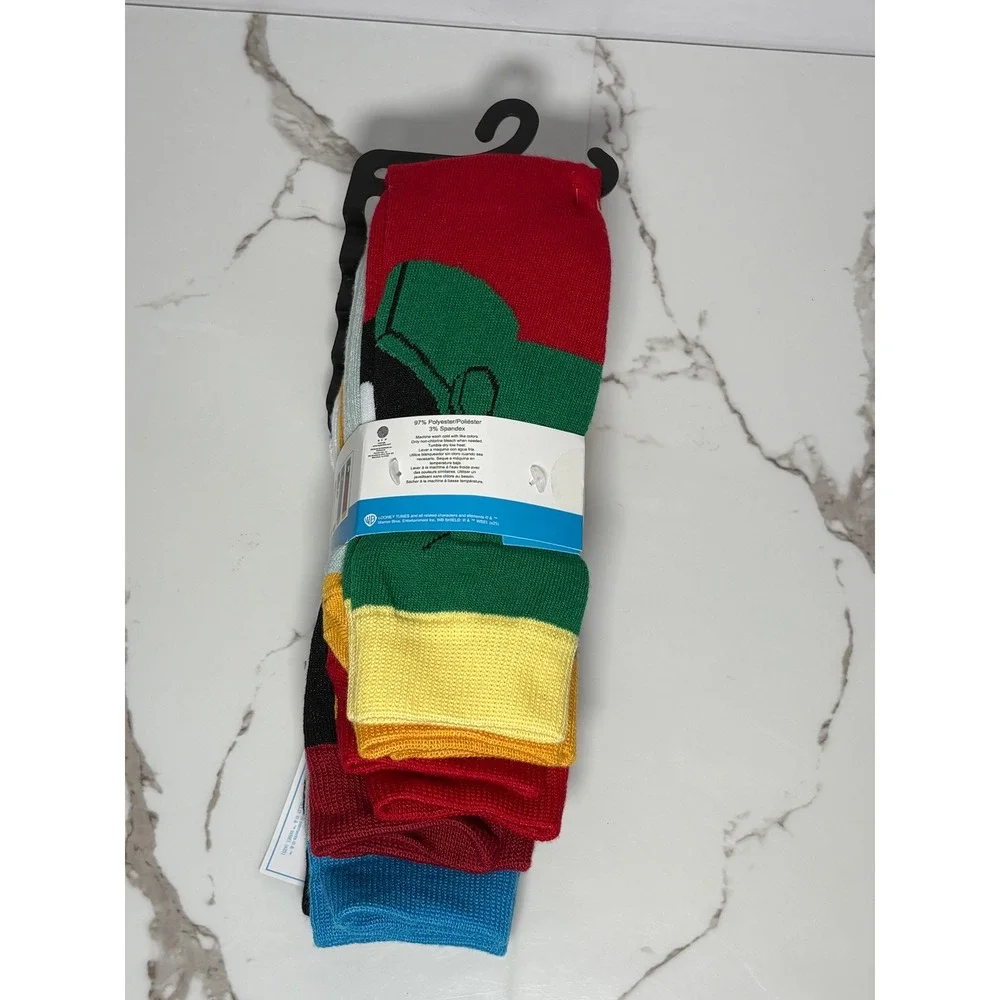 Looney Tunes Mens Crew Socks 6 Pairs Bugs Bunny Daffy Duck‎ Taz Multi Color New